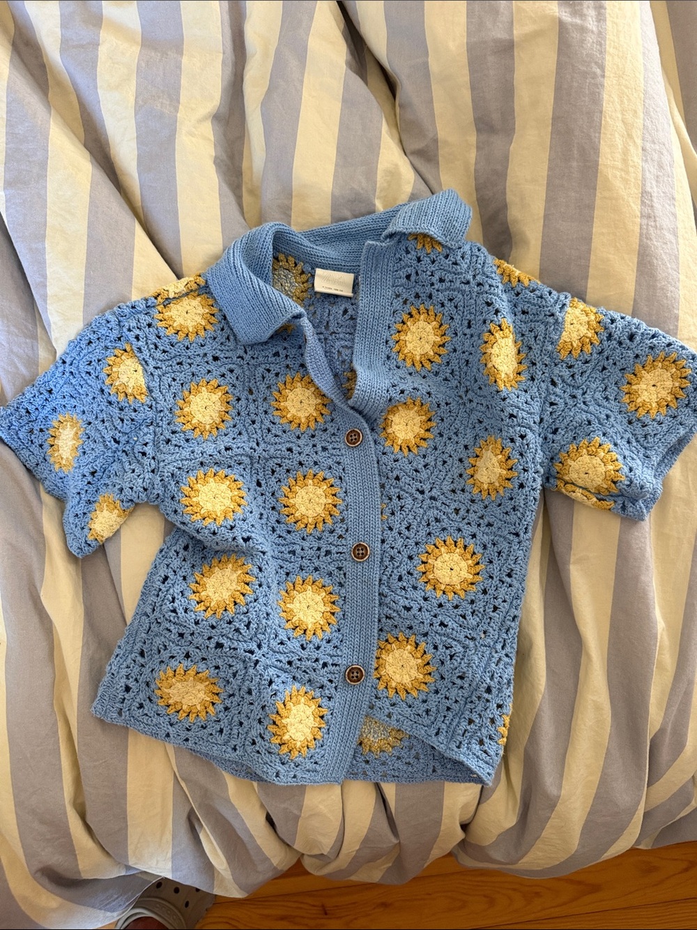 Zara Blue Crochet ☀️ Button-Up Kids Cardigan
